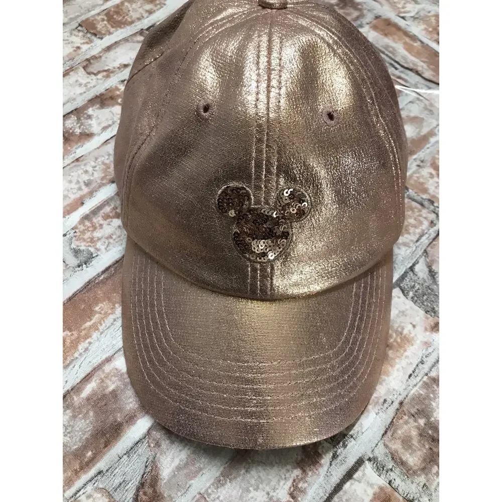 Disney Parks Mickey Mouse Rose Gold Sequin Metallic Baseball Women's Hat